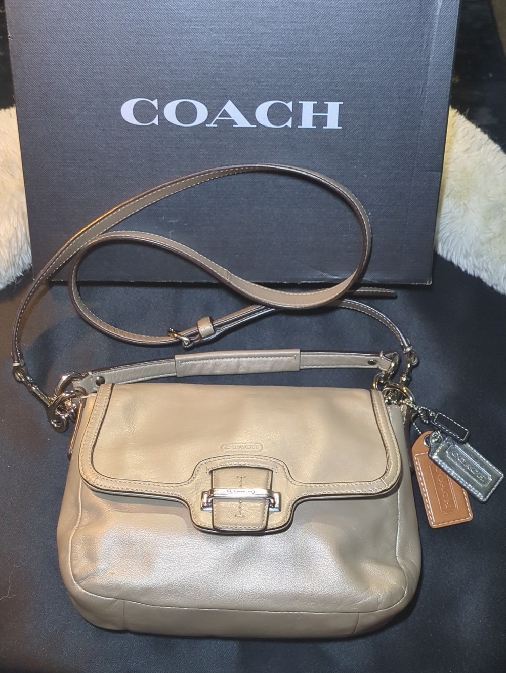 COACH  Leather Taylor Flap Bag Crossbody Shoulder Bag w/ Buckle Flap ONLY $90